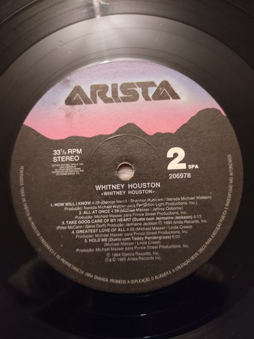 Disco de Vinil Whitney Houston de 1985