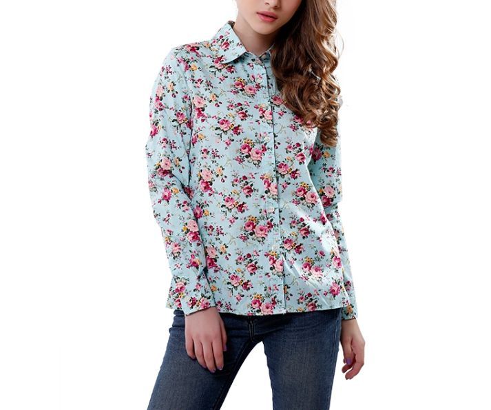 Стильная женская блузка в цветочек качество котон (хлопок)