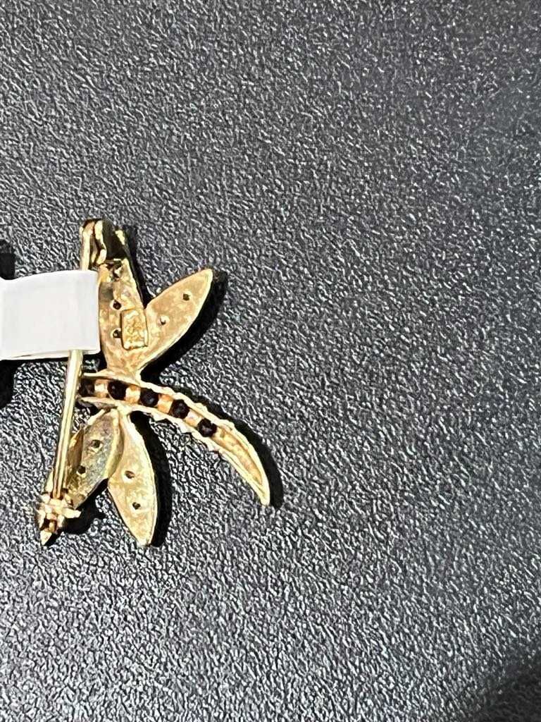 Broszka z rubinami i diamentami ''ważka'' pr375, 9k, 1.35gr/Komis