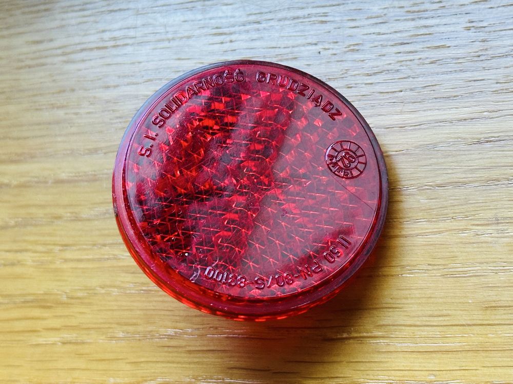 Odblask Romet Solidarność Grudziądz retro prl Czerwony tył
