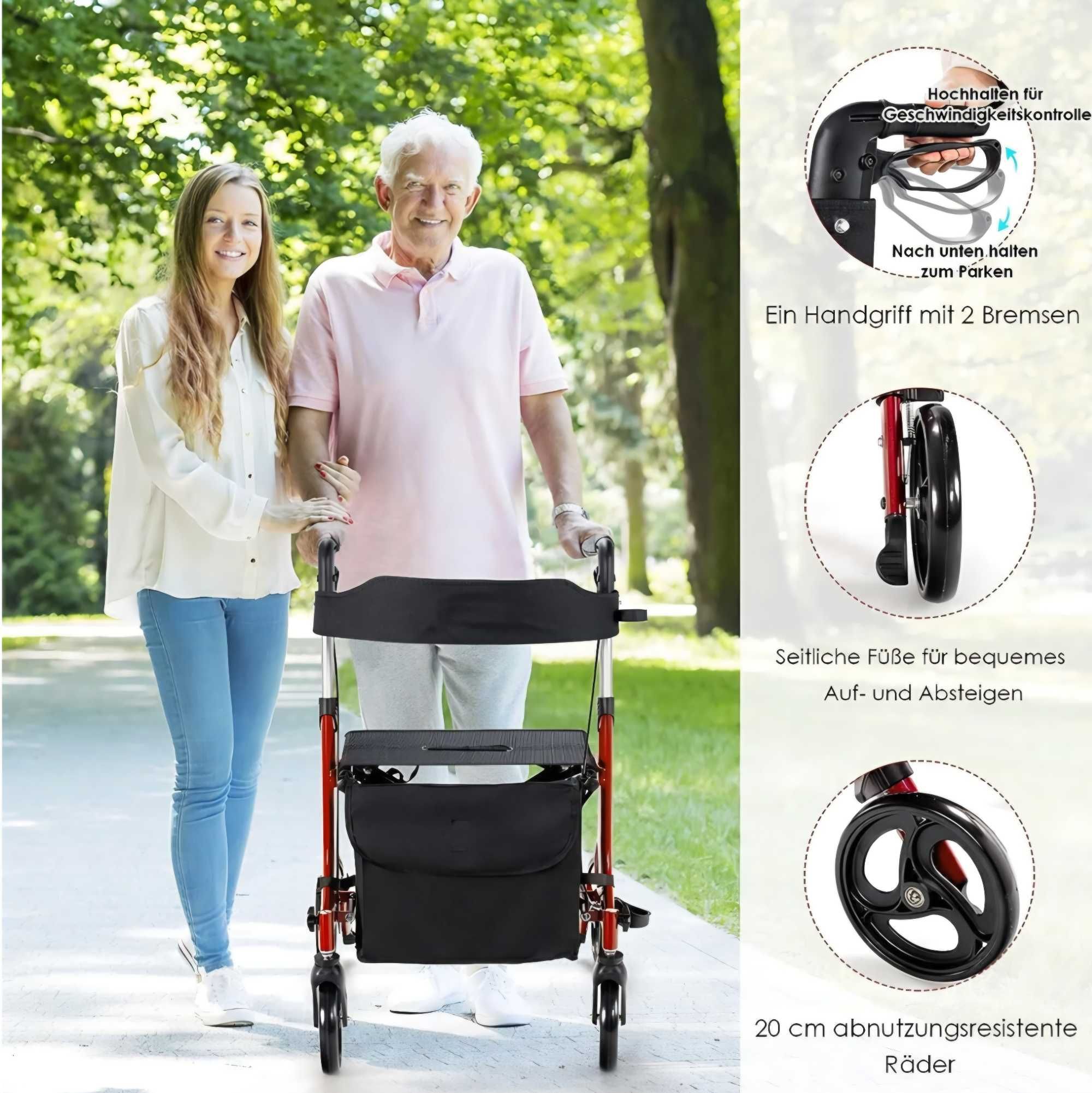 Chodzik balkonik rollator składany z siedziskiem 2w1 lekki aluminium
