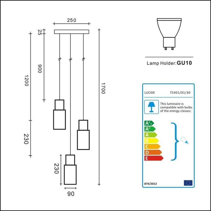 ouglres 3-punktowa lampa wisząca w stylu vintage