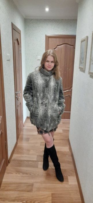 Шуба натуральна. Каракульча сірий сріблястий