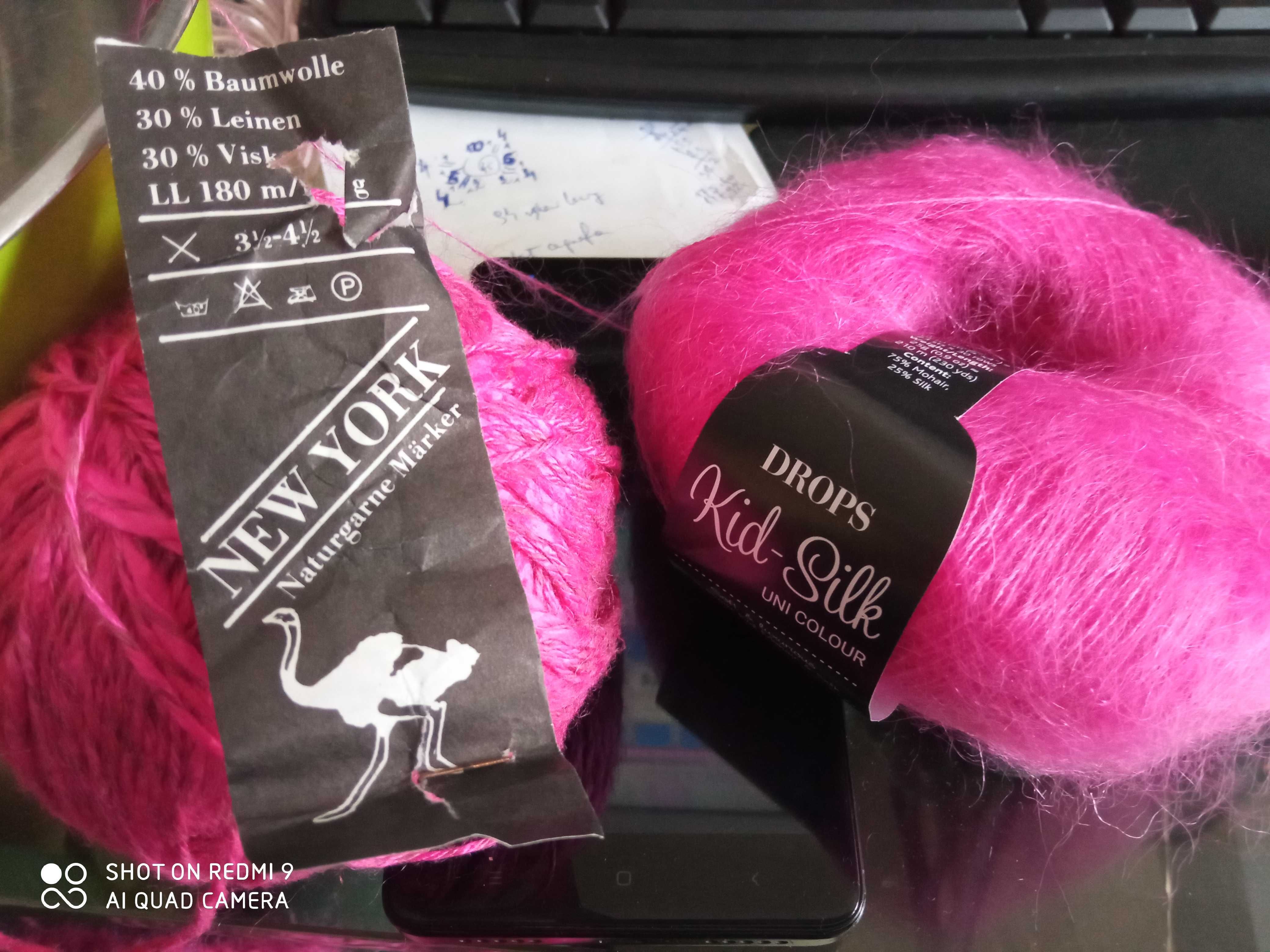 Ręcznie robiony sweter kardigan płaszcz Kid Silk 50 52 fuksja nowy