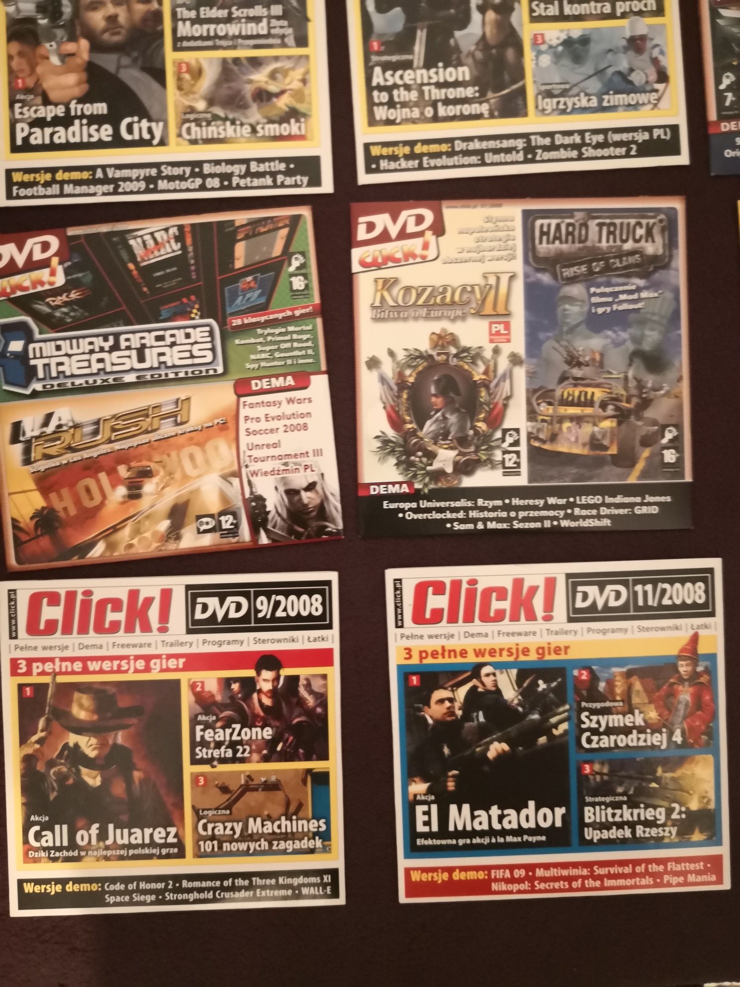 9 płyt DVD z magazynu Click : 2008 - 2009. Pełne wersje gier