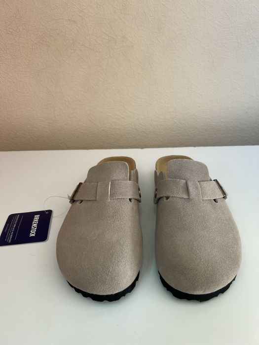Birkenstock Boston сірі, розмір 36 (замшеві шльопанці)