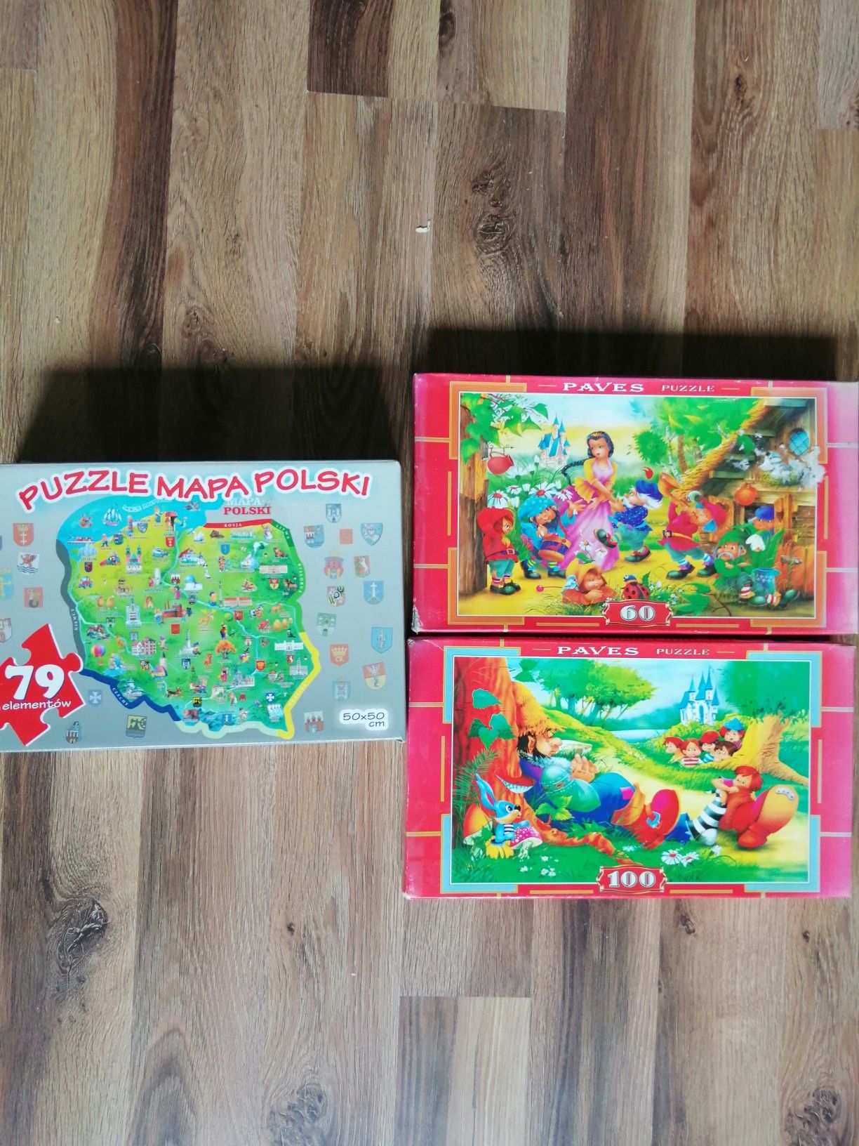 3 pudełka puzzli gry edukacyjne