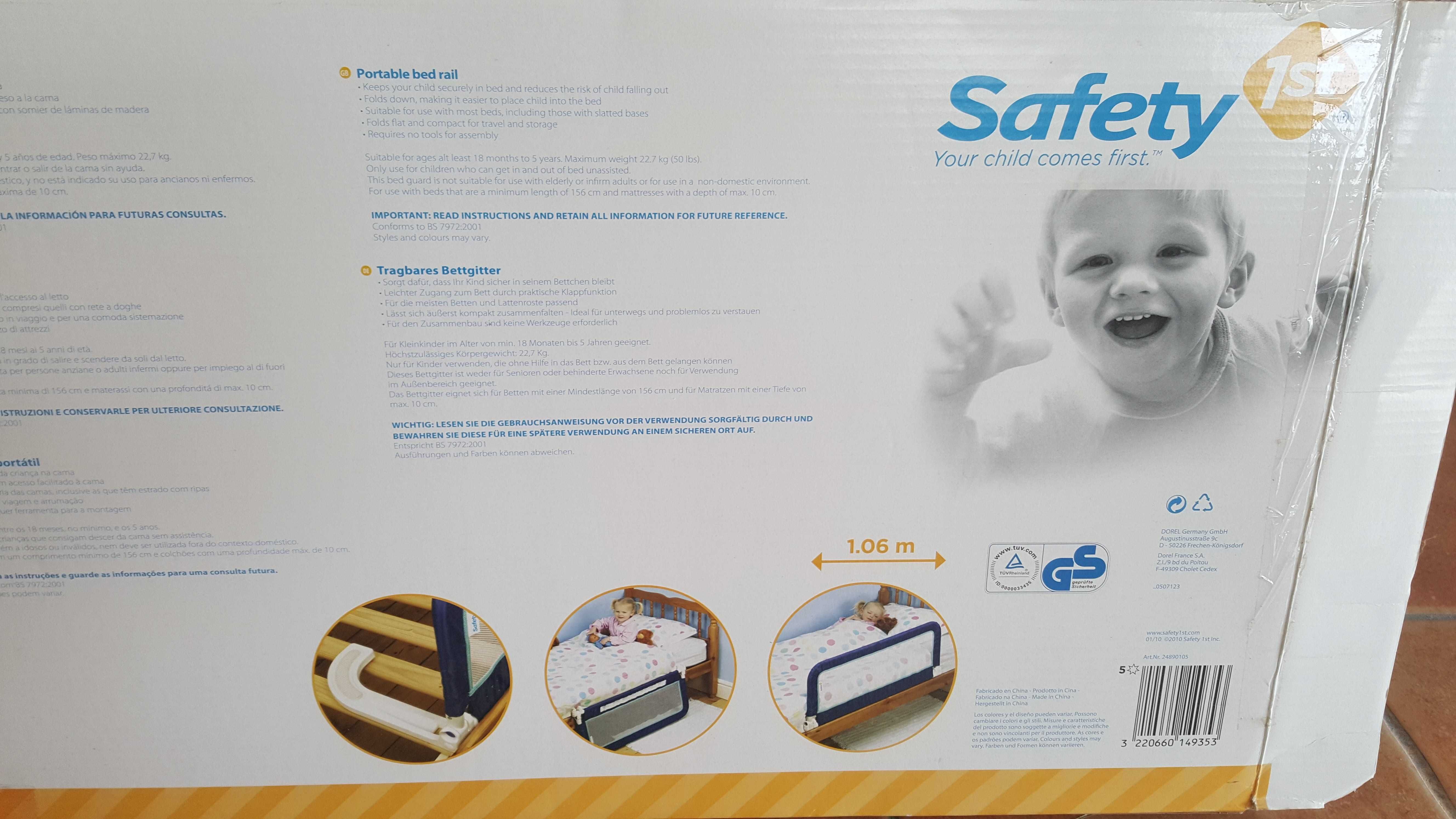 Barra de proteção lateral para cama de criança