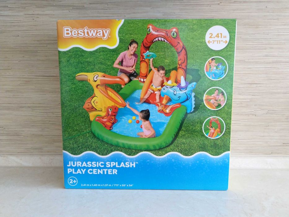 NOWY Basen Dla Dzieci Jurassic Splash Ślizgawka Zraszacz Piłki BESTWAY