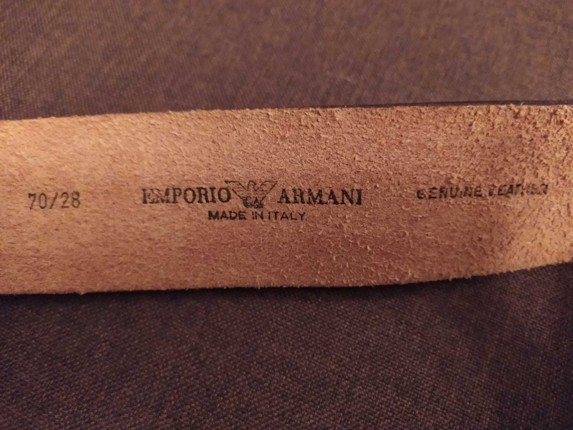 Коричневый широкий ремень Emporio Armani кожаный кожа