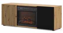 Szafka RTV AURIS 150 cm z kominkiem elektrycznym dąb artisan / czarny