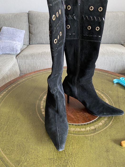 Сапоги высокие, модельные, замша. Италия/Лондон