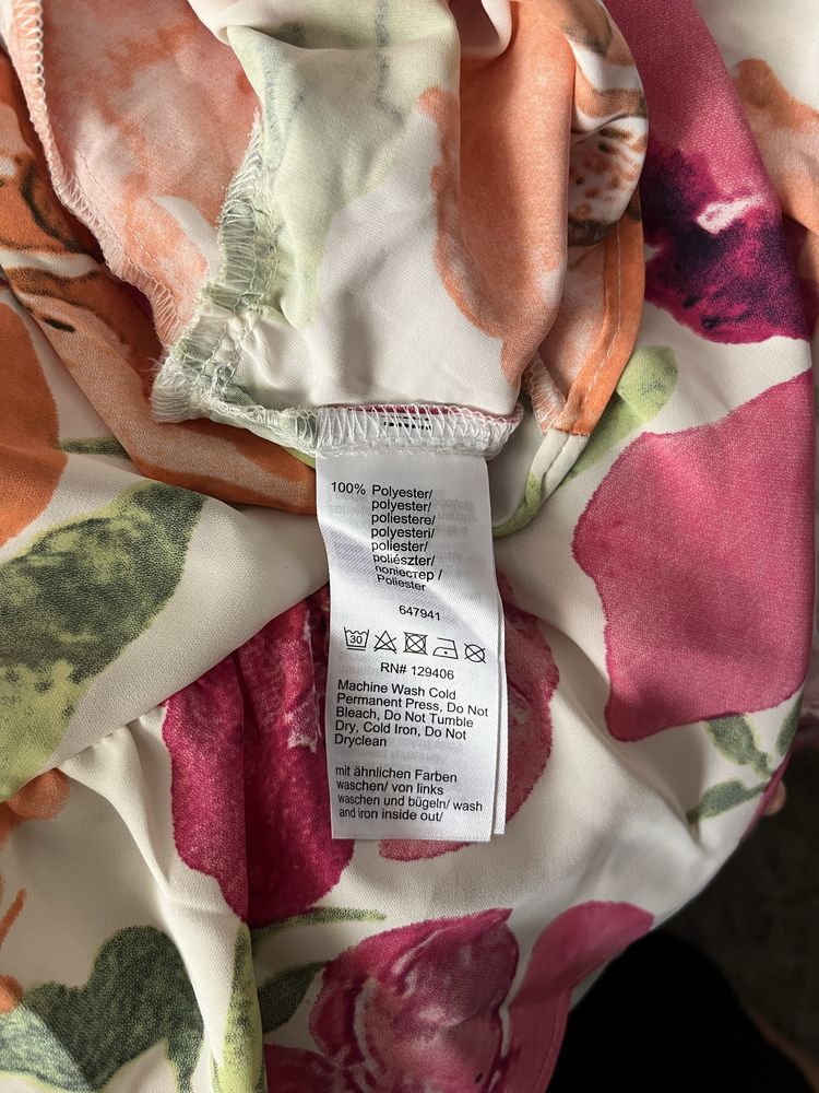 5365 Letnia asymetryczna sukienka w kwiaty z falbaną Bonprix Rainbow L