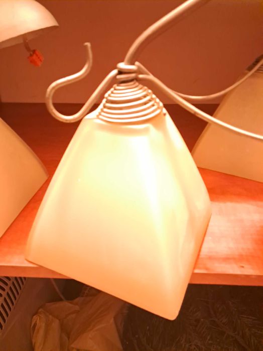 Lampy 2sztuki srebrny/kremowe klosze