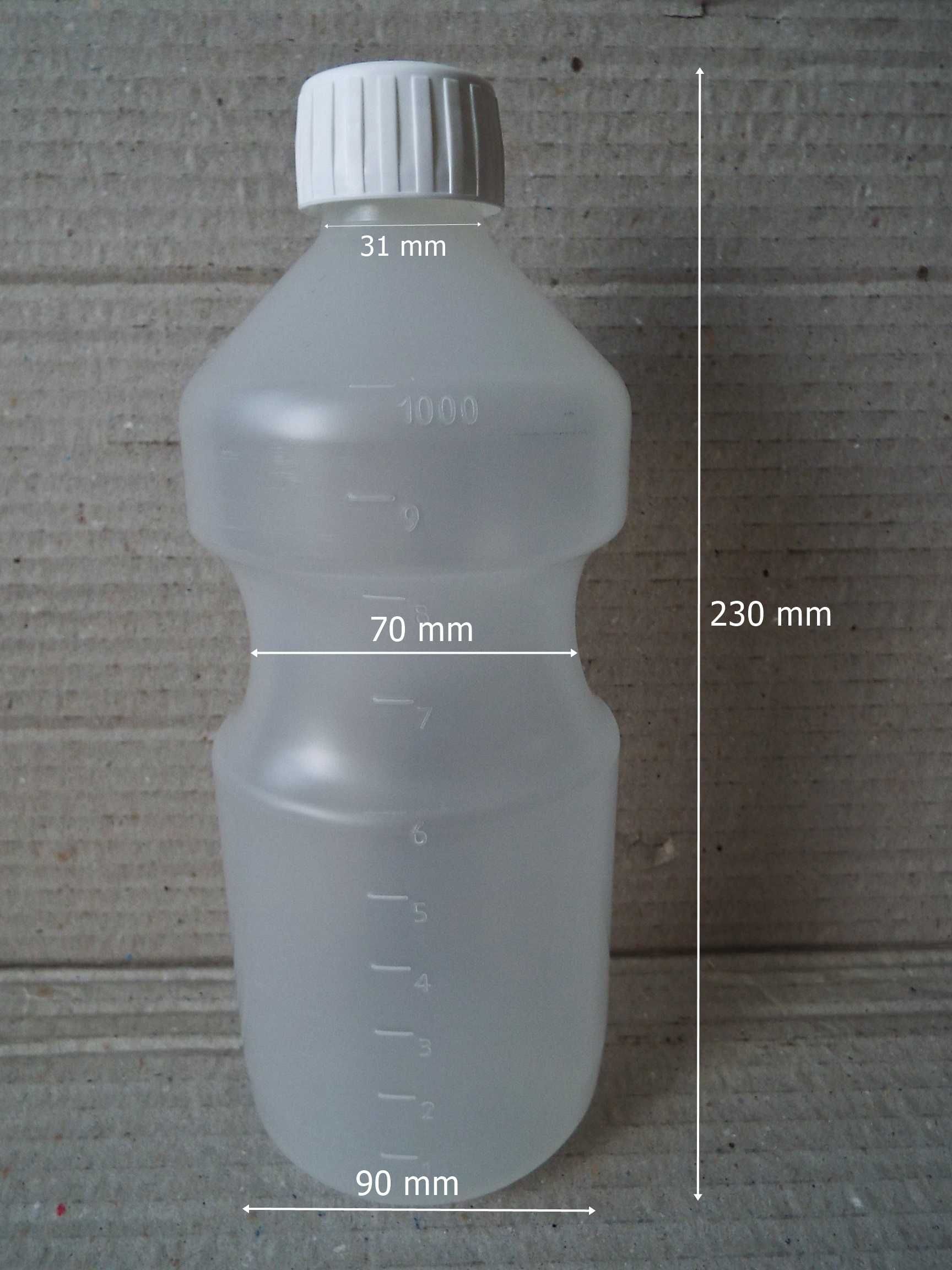 Butelka bidon polipropylen PP 1000 ml z podziałką i zakrętką 6 sztuk
