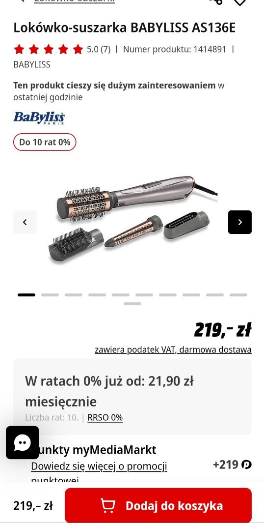 NOWA lokówko-suszarka  Babyliss AS136E  Gwarancja 33 miesiące