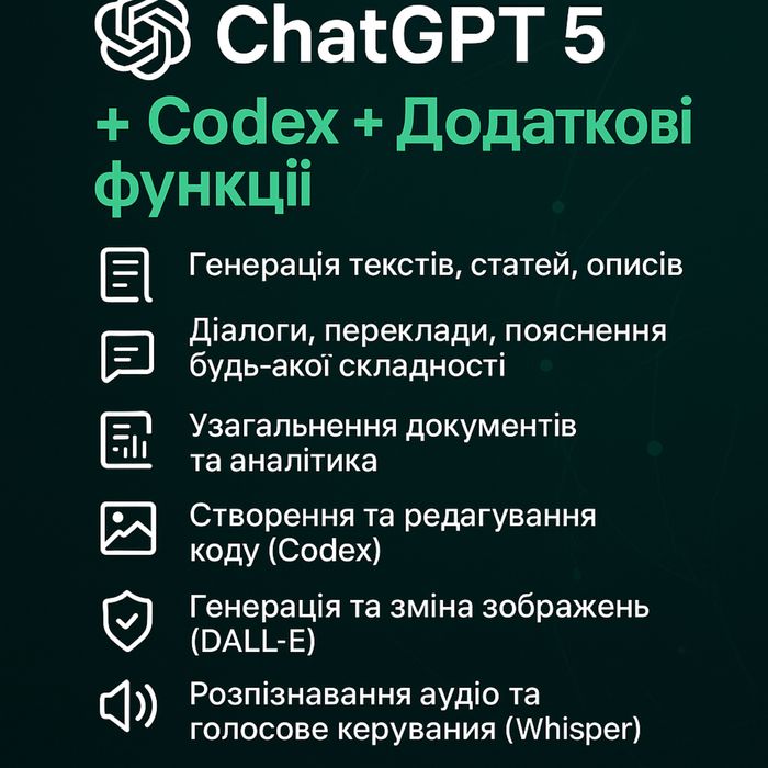 Ліцензія Chat GPT 5 для роботи, навчання та розвитку