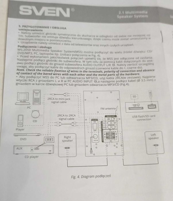 Zestaw muzyczny  2.1 ze wzmacniaczem i wieloma funkcjami - SVEN