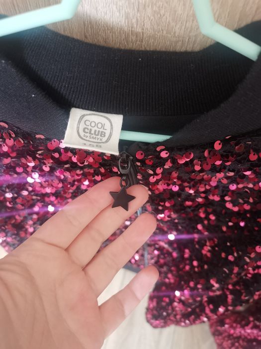 Bluza rozpinana cekiny bordowa 158 smyk