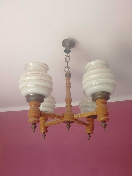 Żyrandol drewniany 4 ramienny