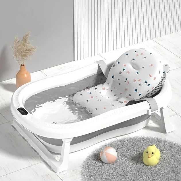 Дитяча ванночка, Ванночка складна, Ванночка з термометром і подушкою