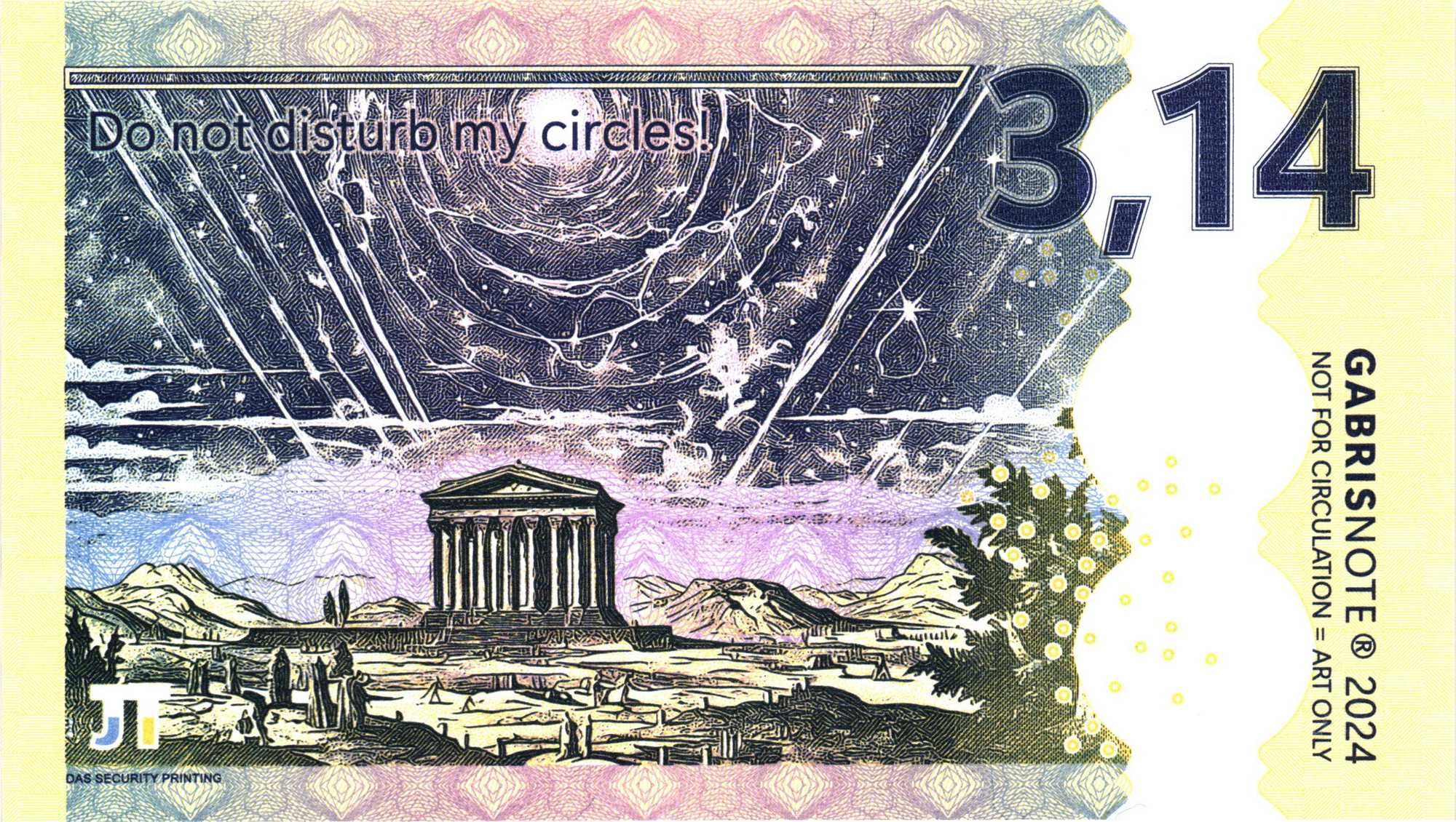 Unikatowy Banknot Kolekcjonerski PI (3,14) Archimedes UNC UV  xshop