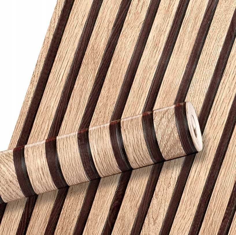 Panele Ścienne 3D Lamele Drewno 10m Tapeta Samoprzylepna WYPRZEDAŻ 30%