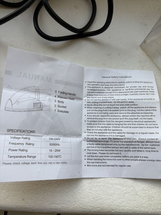 Дорожня міні праска швейна праска