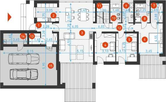 Projekt domu Rodzinny 4 w odbiciu lustrzanym