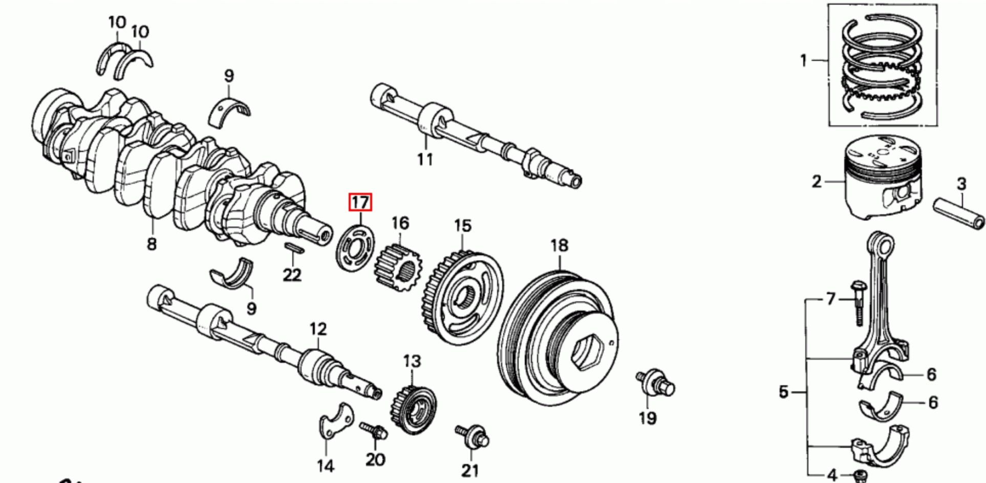 Honda prelude accord podkładka wału korbowego