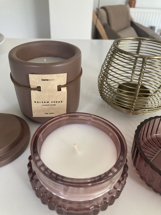 Zestaw: 2 świeczki Home&You i Nature oraz świecznik na tealight