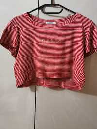 Bluzka koszulka crop top Guess 38 M oversize czerwona młodzieżowa