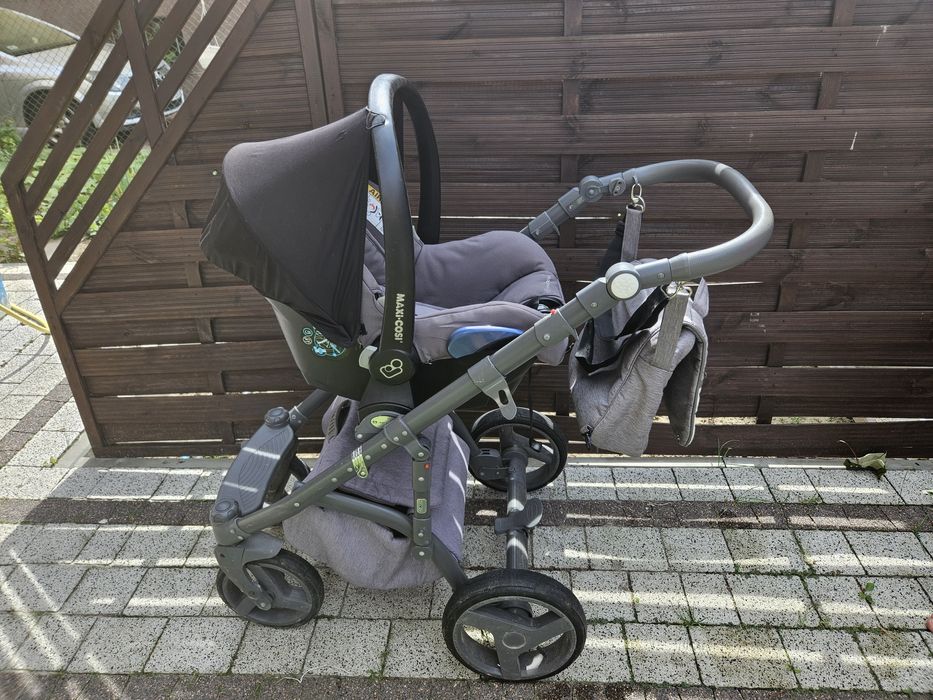 Wózek Adamex 3w1 gondola spacerówka fotelik samochodowy szary