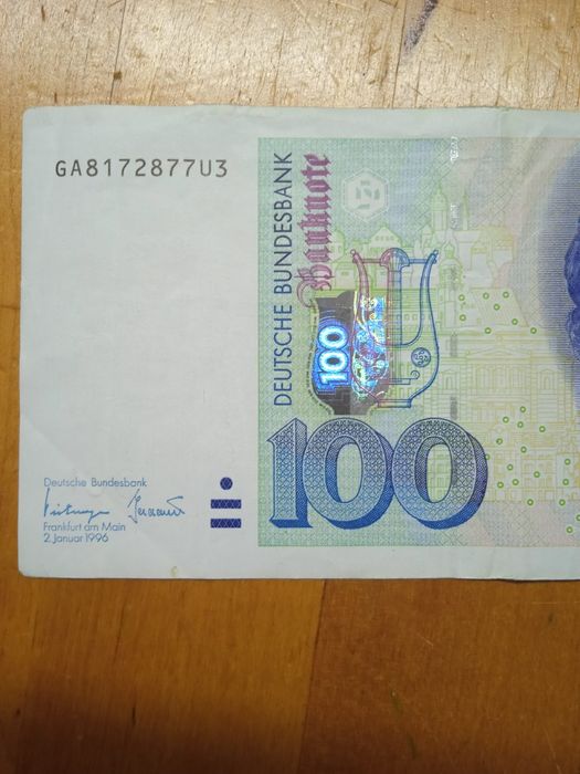Antiga nota alemã 100 DEUTSCHE MARK,Bela