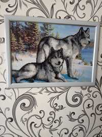 Картина бисером "Волки"