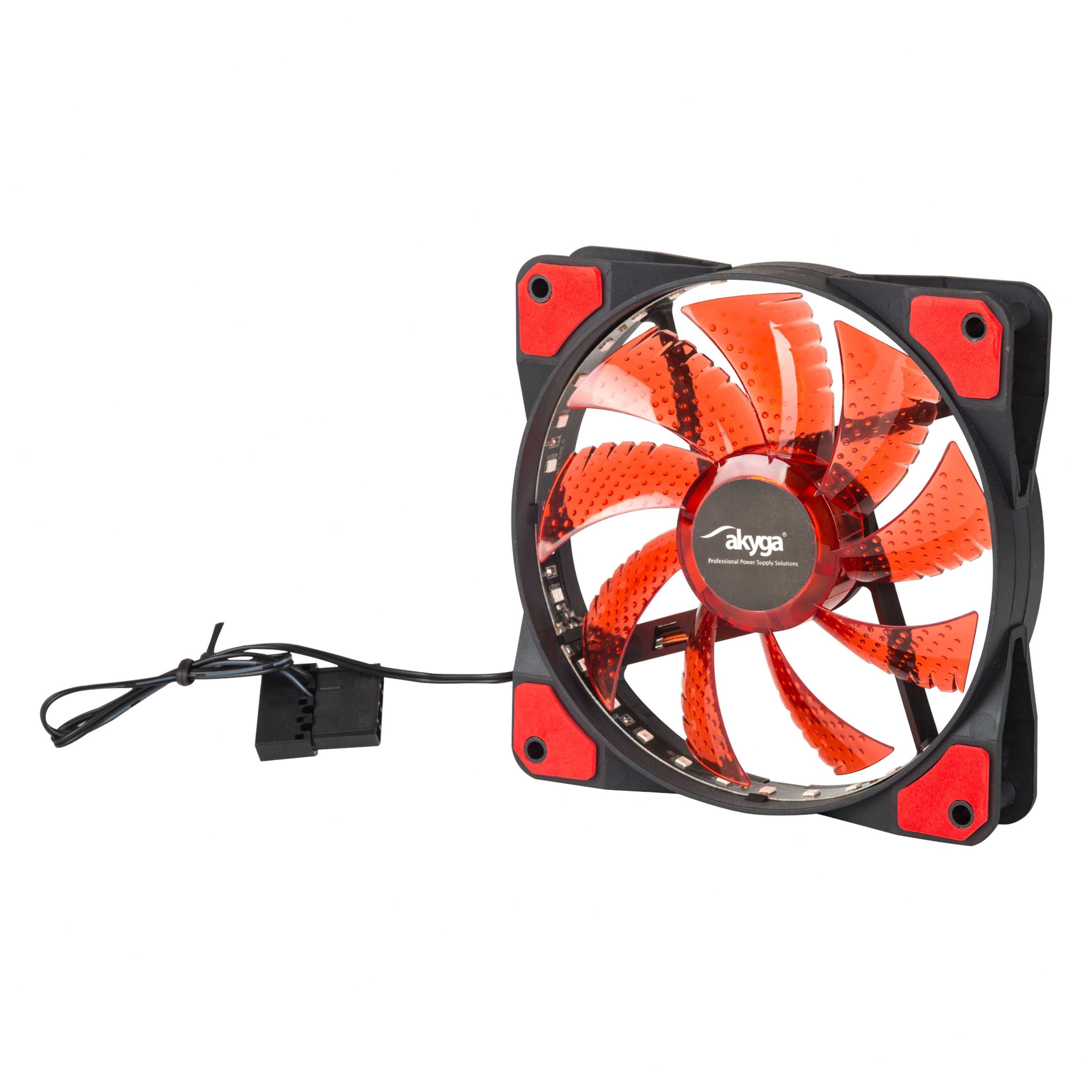 Wentylator Akyga AW-12E-BR 120mm 33 LED czerwony Red Molex+3pin NOWY