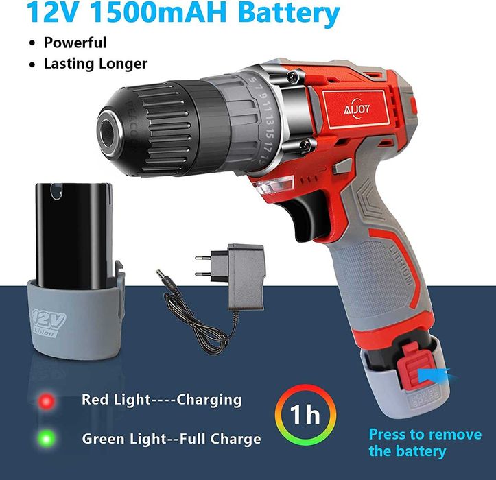 Berbequim aparafusador de 12 V, 40 acessórios, novo