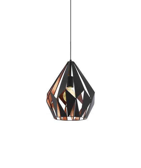 Lampa wisząca loft czarna z miedzianym środkiem, geometryczna, E27