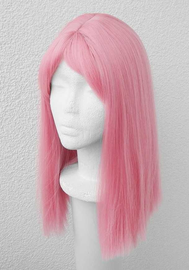 Różowa krótka peruka z grzywką cosplay wig różowy Sakura Naruto