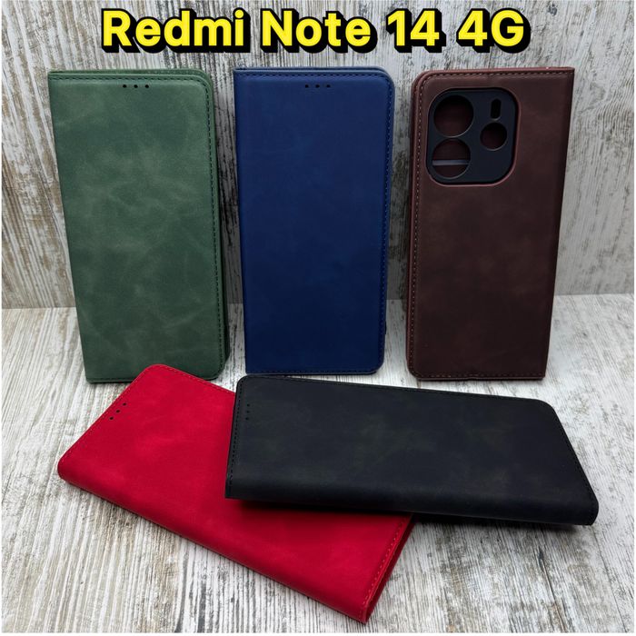Чехол книжка Leather Book на Xiaomi Redmi Note 14 4G. Прошитый. Чохол
