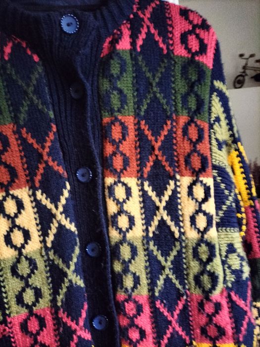 Kardigan długi ciepły na podszewce XL