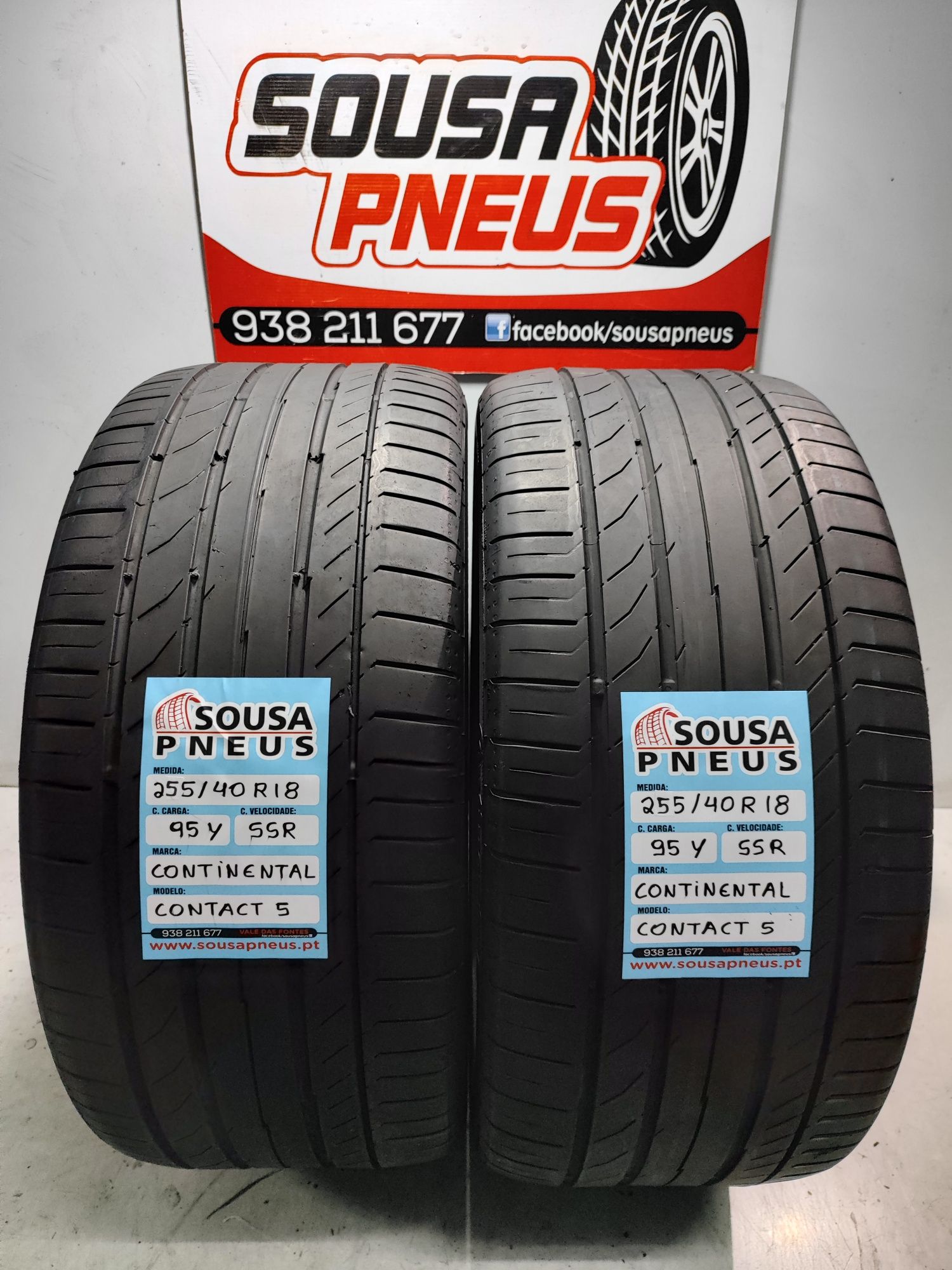 2 Pneus semi novos continental 255/40R18 SSR 95Y Oferta dos portes