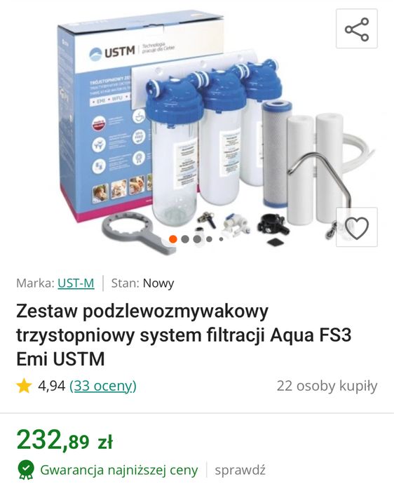 Zestaw podzlewozmywakowy – trzystopniowy filtr AQUA FS3 EMI USTM
