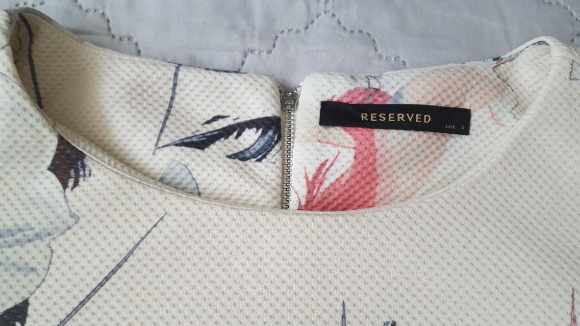 Bluzka Reserved kremowa w kwiaty r.36/S