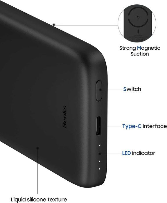 Benks Bateria Magnetyczna Kompatybilna Z Magsafe 5000 Mah Iphone