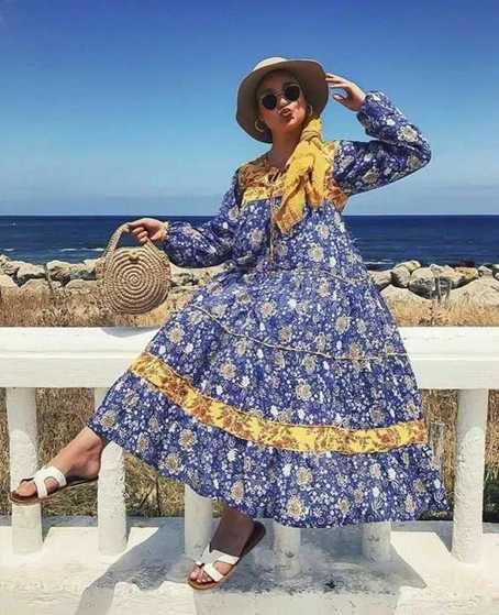 ZARA, Sukienka w kwiaty ROZKLOSZOWANA, M/L
