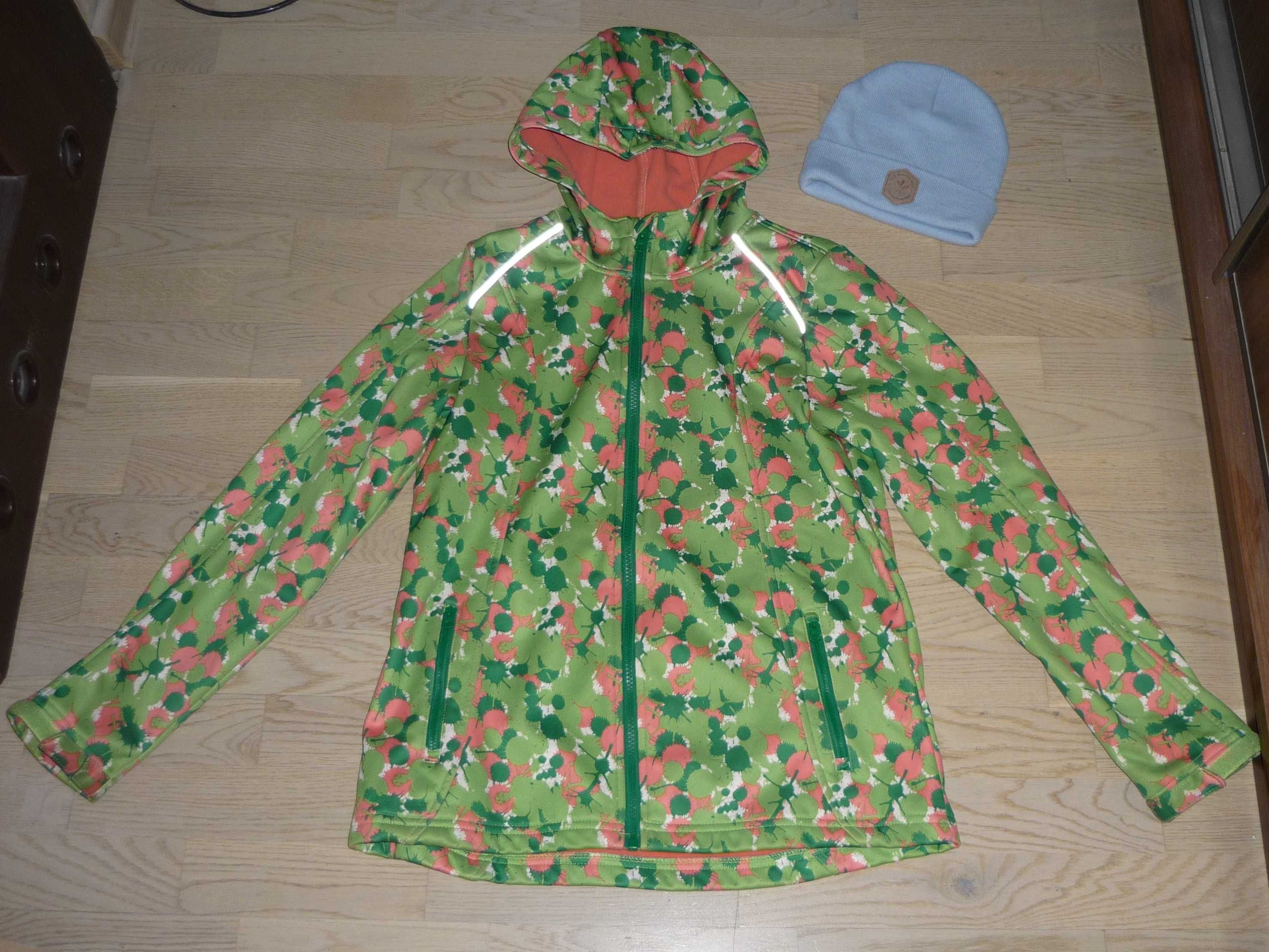 Kurtka z kapturem softshell 12-13 lat Crivit + czapka Bejo Wiosna