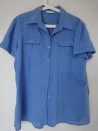 Damska niebieska bawełniana koszula z krótkim rękawem – EBELIVE XL