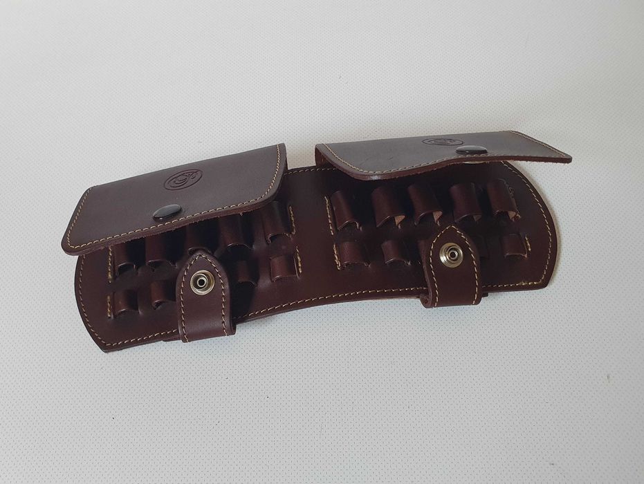 Bolsa Cartucheira horizontal para 10 munições de caça grossa 100% pele