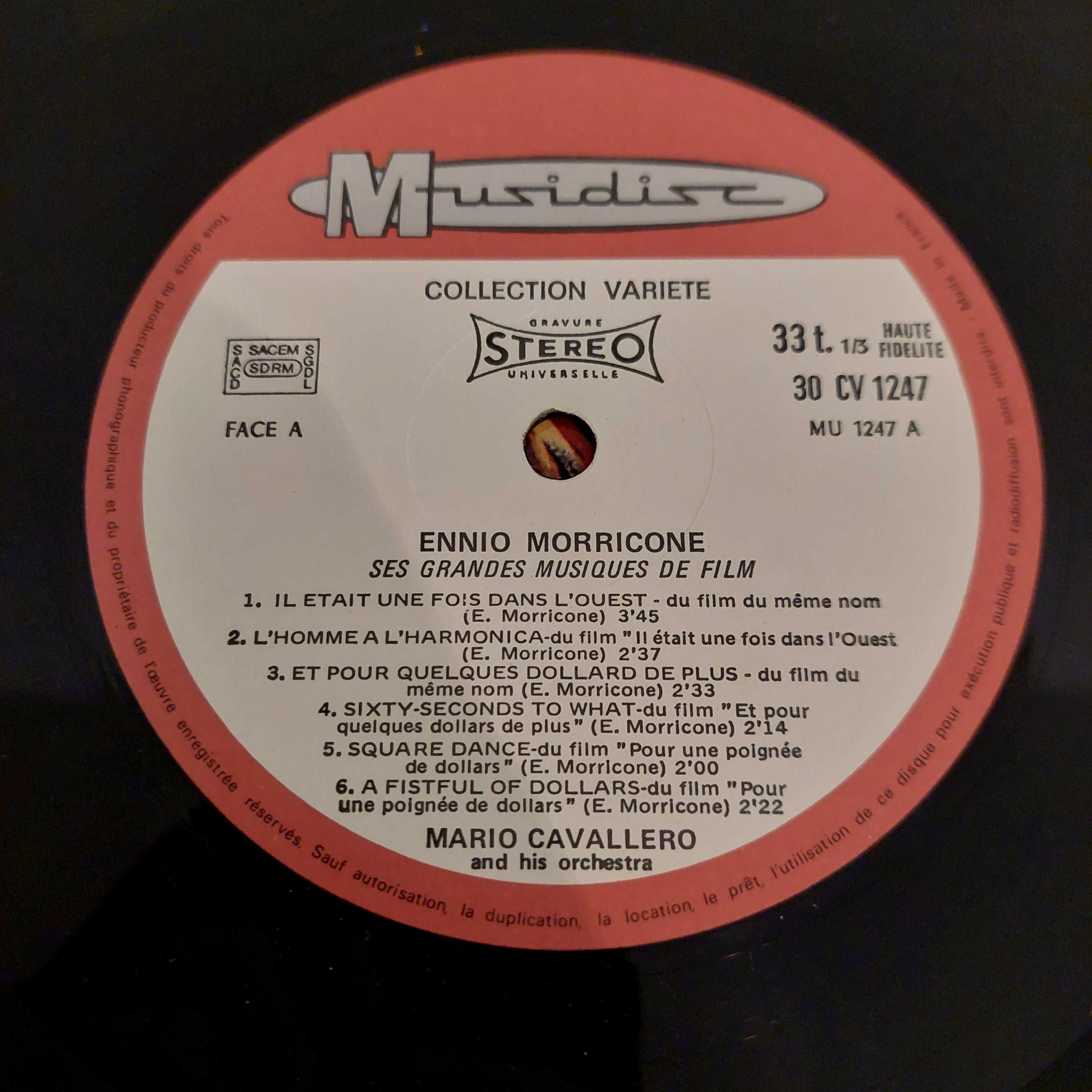 Disco vinil LP Ennio Morricone, Mario Cavallero Ses Grandes Musiques